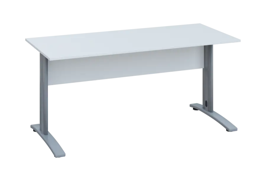 EPK 17 - 16 stůl kancelářský, kovová podnož stříbrná, deska 18 mm, široký 1600 mm, bílá